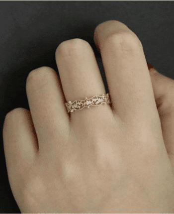 10K Gold Vintage Lace Ring, Vintage Engagement Ring