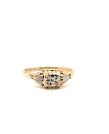 14k yellow gold vintage diamond engagement ring 1930s era