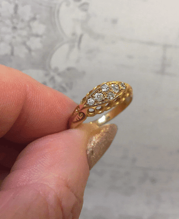 Antique Victorian 18ct Gold & Diamond Boat Ring