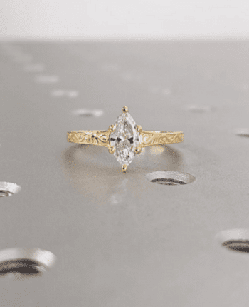 Ring Vintage Moissanite Engagement Ring Solid Gold