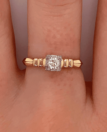 Vintage 1940's 14k yellow gold Art Deco diamond