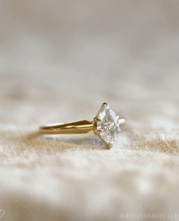 Vintage Marquise Cut Diamond Solitaire Engagement Ring in 14k Gold