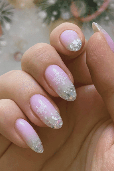 winter engagement nail ideas almond color christmas short square round