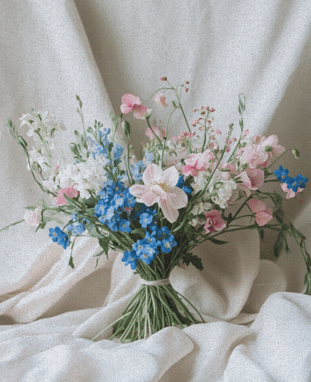 blue forget me nots sweet peas queens anne lace