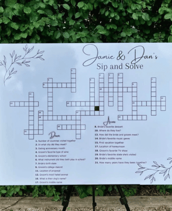Custom dry erase Wedding crossword