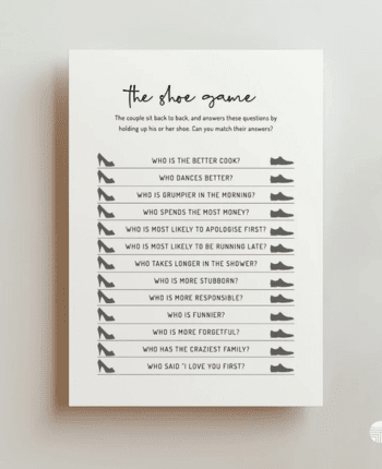 EDITABLE  The Shoe Game, Minimalist Wedding Game