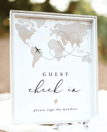 World Map Guest Check in Sign Template
