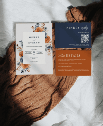 Editable Burnt Orange Wedding Invitations Set
