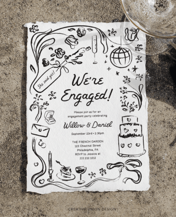 Hand Drawn Engagement Party Invitation Template
