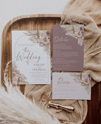 Mauve Wedding Invitation Suite Template
