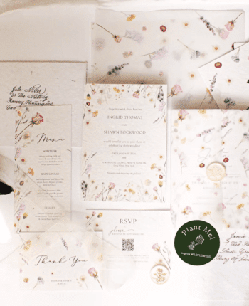 Pressed Flower Wedding Invitation Suite