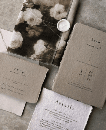 Vintage Romantic Wedding Invitations with Cotton Wrap