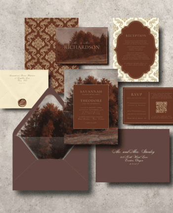 Warm Fall Moody Trees Classy Gold Maroon