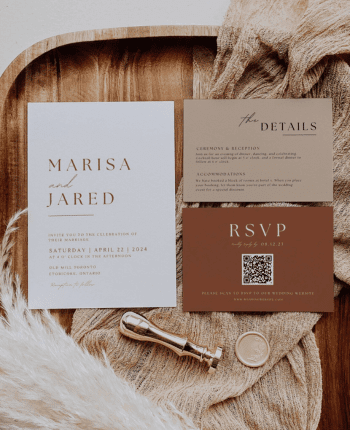 Wedding Invitation Suite Rust, Terracotta
