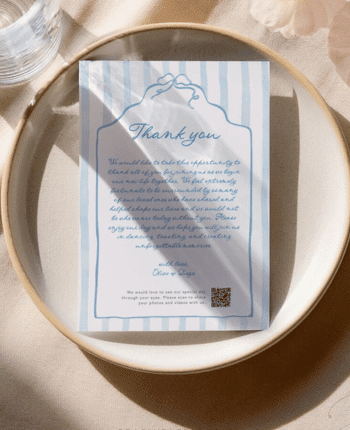 Blue Stripe Wedding Thank You Note