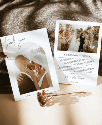 Minimalist Wedding Photo Thank You Card
