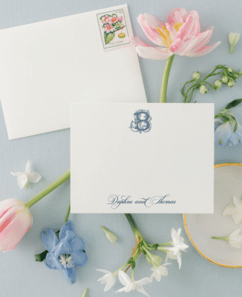 Navy Blue Wedding Ornate Monogram
