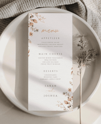 Autumn Wildflower Menu Template