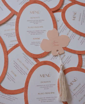 Fall Oval Orange Thick Textured Wedding Menu