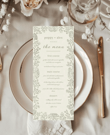 Green Wedding Menu Template