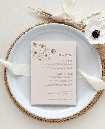 HAZEL Boho Wedding Menu Template