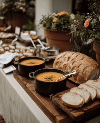 soup and bread station wedding buffet food ideas
