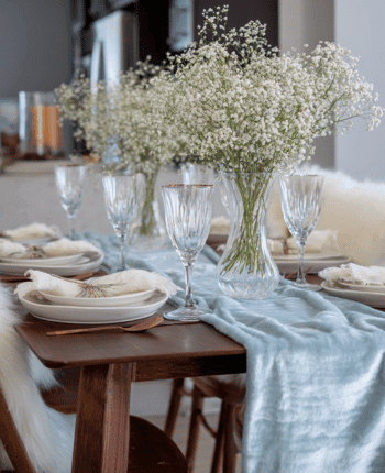 winter bridal shower decor velvet faux fur baby's breath