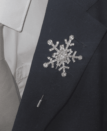 Crystal Snowflake Boutonniere Winter Wedding