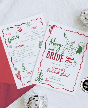 Merry and Bride Bachelorette Invitation & Weekend Itinerary Template