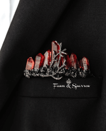 Red and Black Crystal Pocket Boutonniere