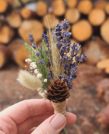 Rustic Pinecone Boutonniere, Lavender, Dried Flower Wedding