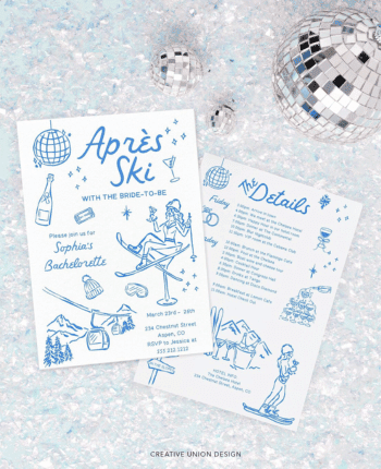 Ski Bachelorette Party Invitation and Itinerary