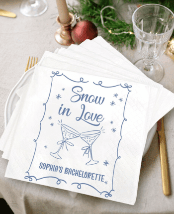 Snow In Love Napkins, Winter Bachelorette Party Napkins