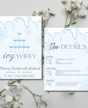 Winter Ski, Champagne on Ice Bachelorette Invitation Template