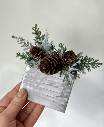 Winter Wedding Boutonniere Silver Pocket Square Buttonhole