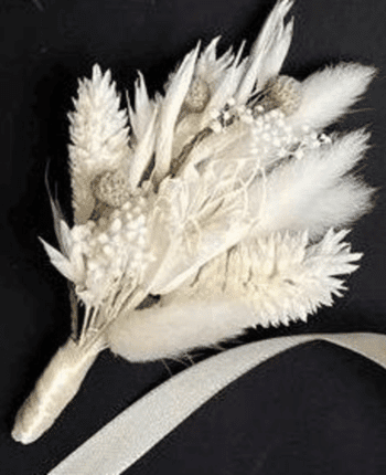 Winter White Dried Flower Wedding Boutonniere